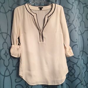 Ann Taylor cream and black blouse
